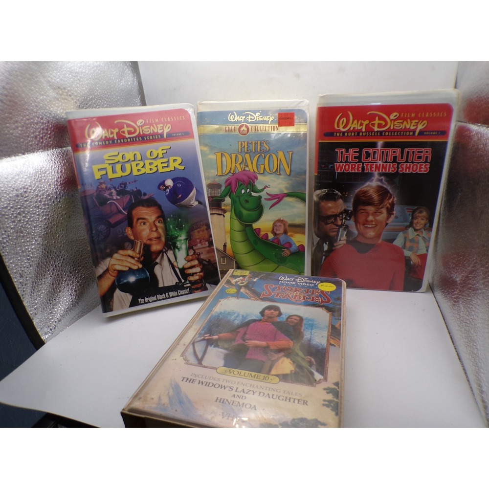 Walt Disney VHS Lot 4 Pete's Dragon Son of Flubber Computer Wore Tennis Shoes